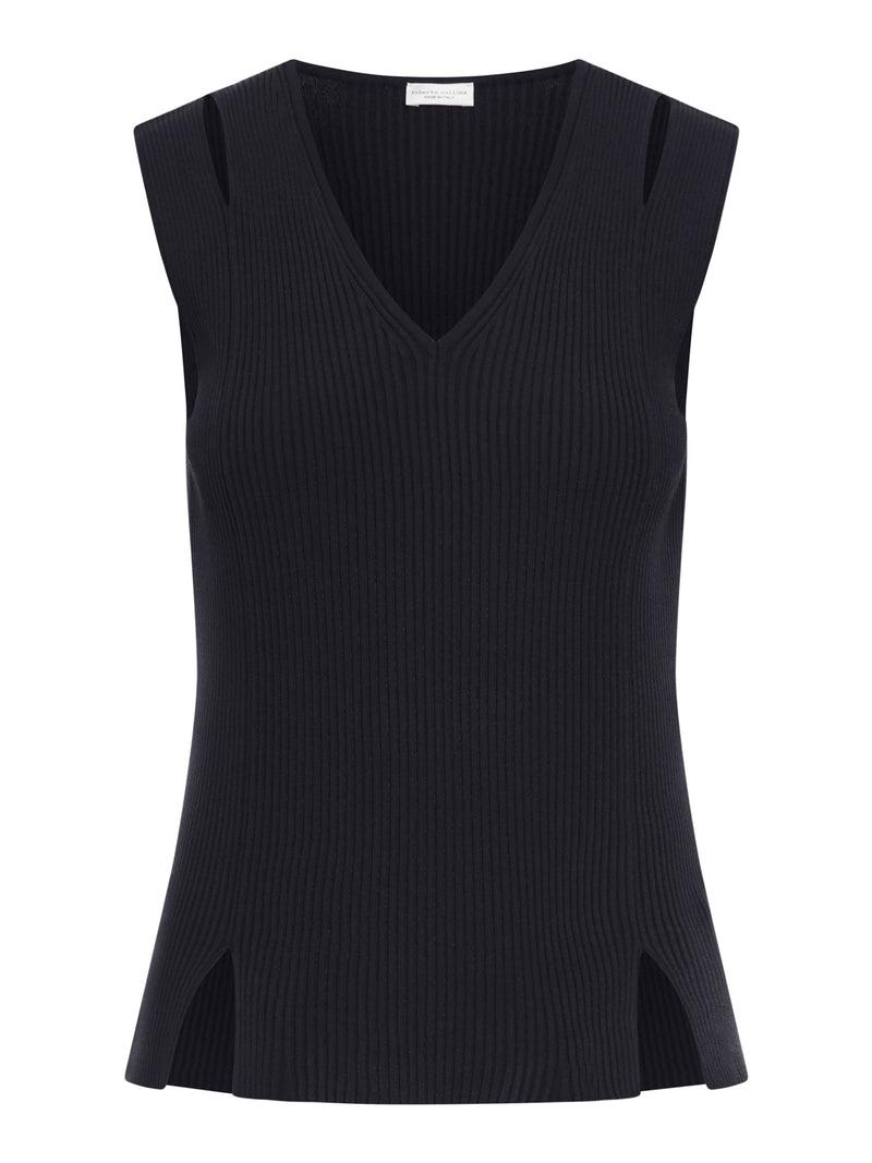 SLEEVELESS TOP IN VERTICAL RIBBED KNIT