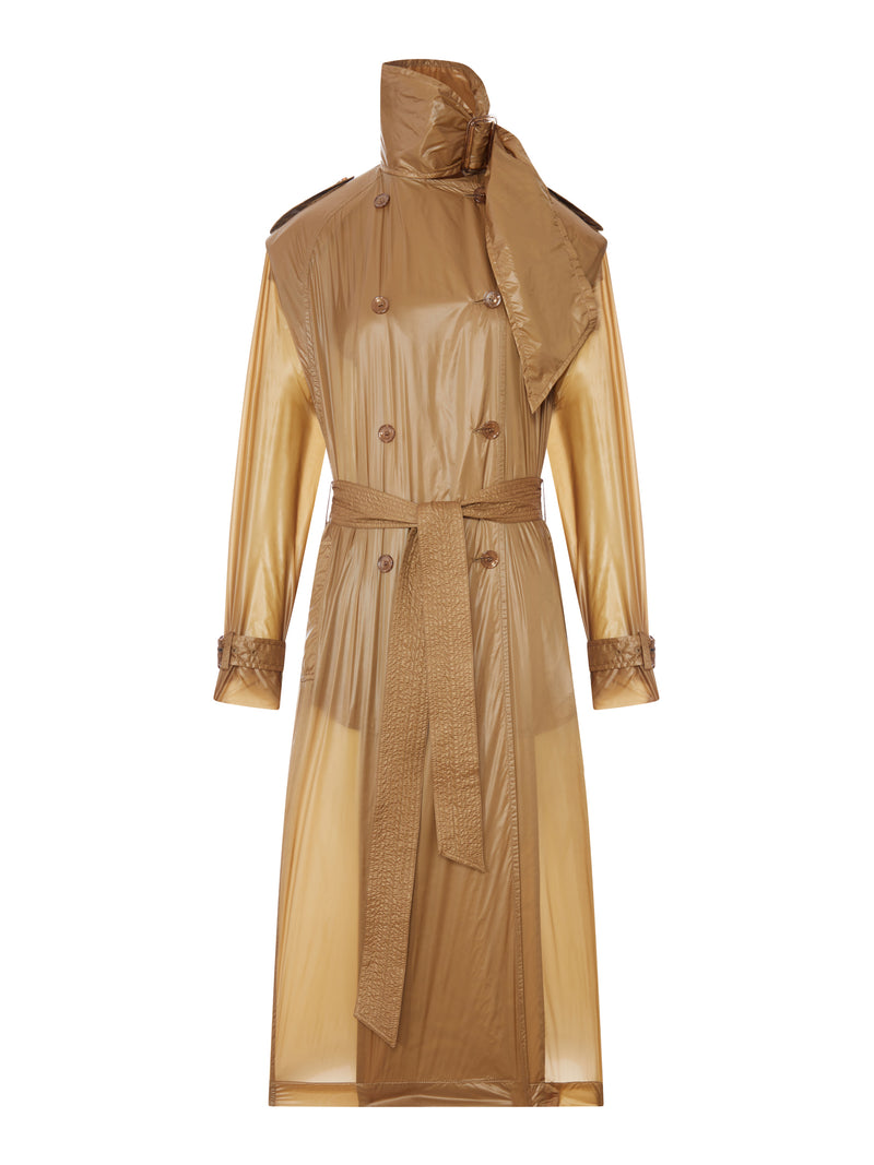 TRANSLUCENT TRENCH COAT WITH LAVALLIÈRE IN TECHNICAL FABRIC