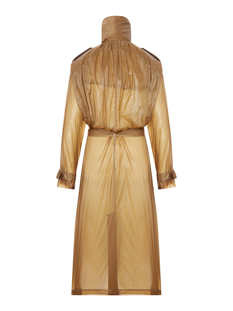 TRANSLUCENT TRENCH COAT WITH LAVALLIÈRE IN TECHNICAL FABRIC