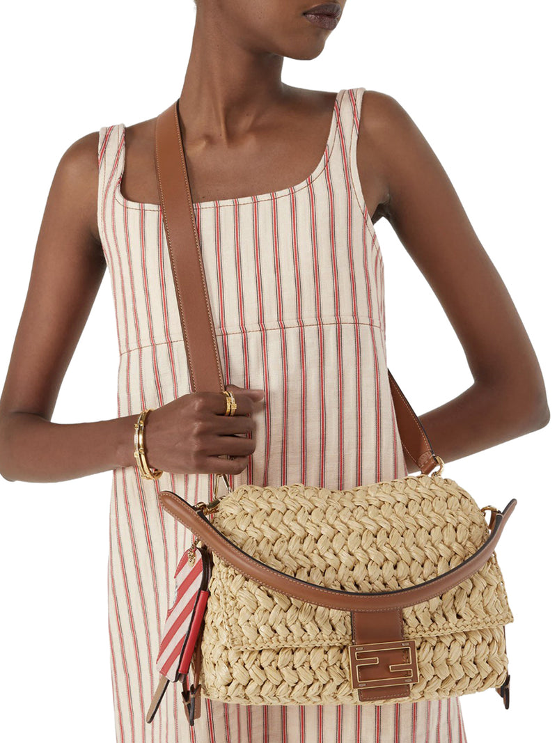 MEDIUM MAMMA BAGUETTE BAG IN WOVEN RAFFIA
