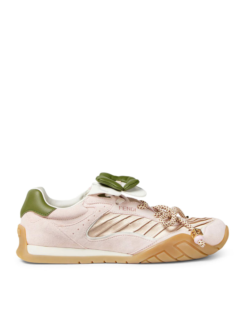FENDI WAVE PULSE LOW TOP IN PINK FABRIC AND SUEDE