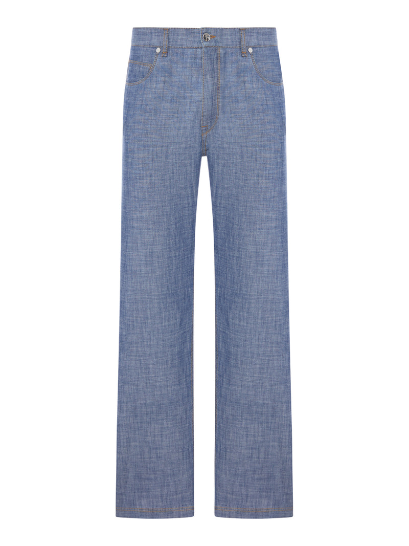 BLUE CHAMBRAY DENIM PANTS