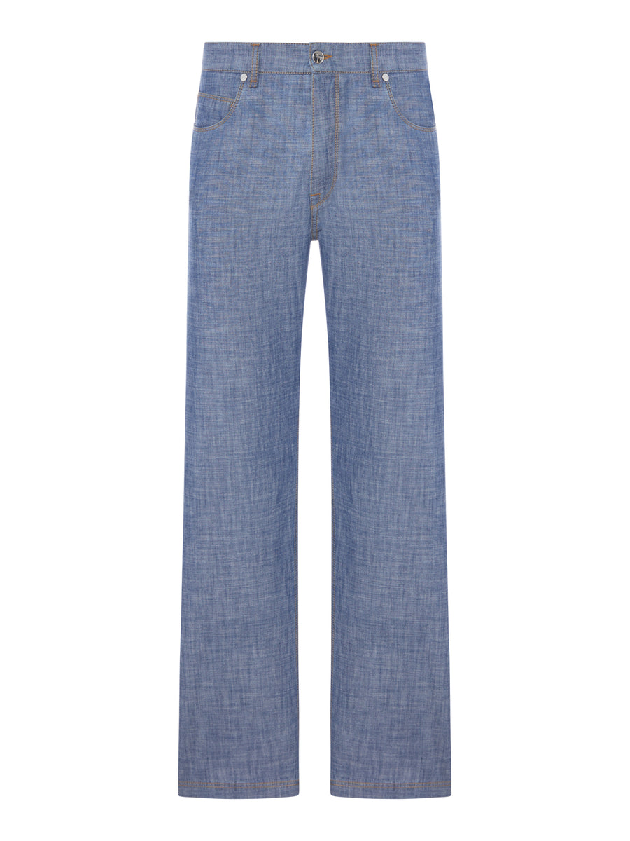BLUE CHAMBRAY DENIM PANTS