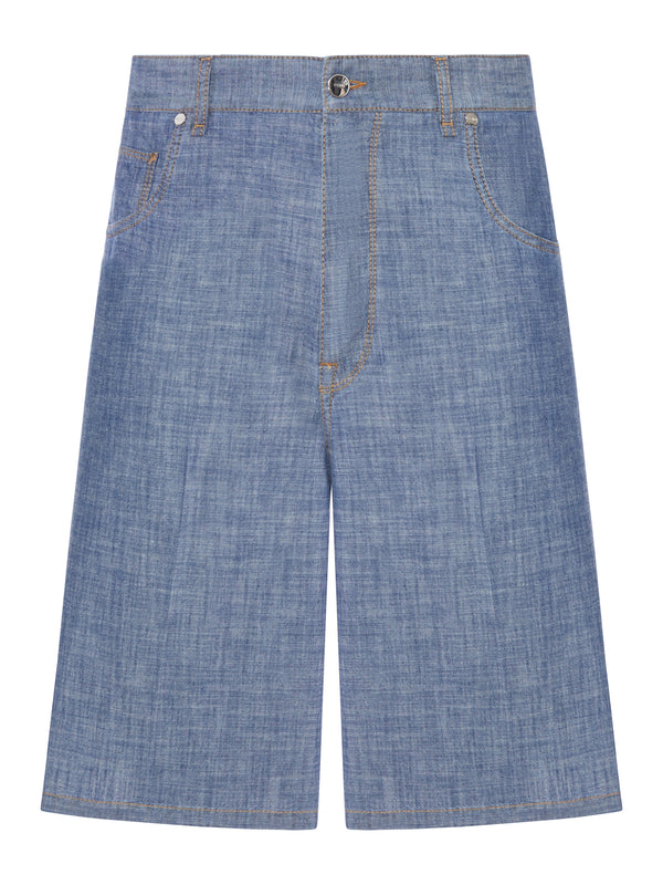 LIGHT BLUE CHAMBRAY BERMUDA SHORTS