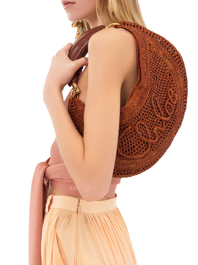 SUMMER BANANA RAFFIA HOBO BAG