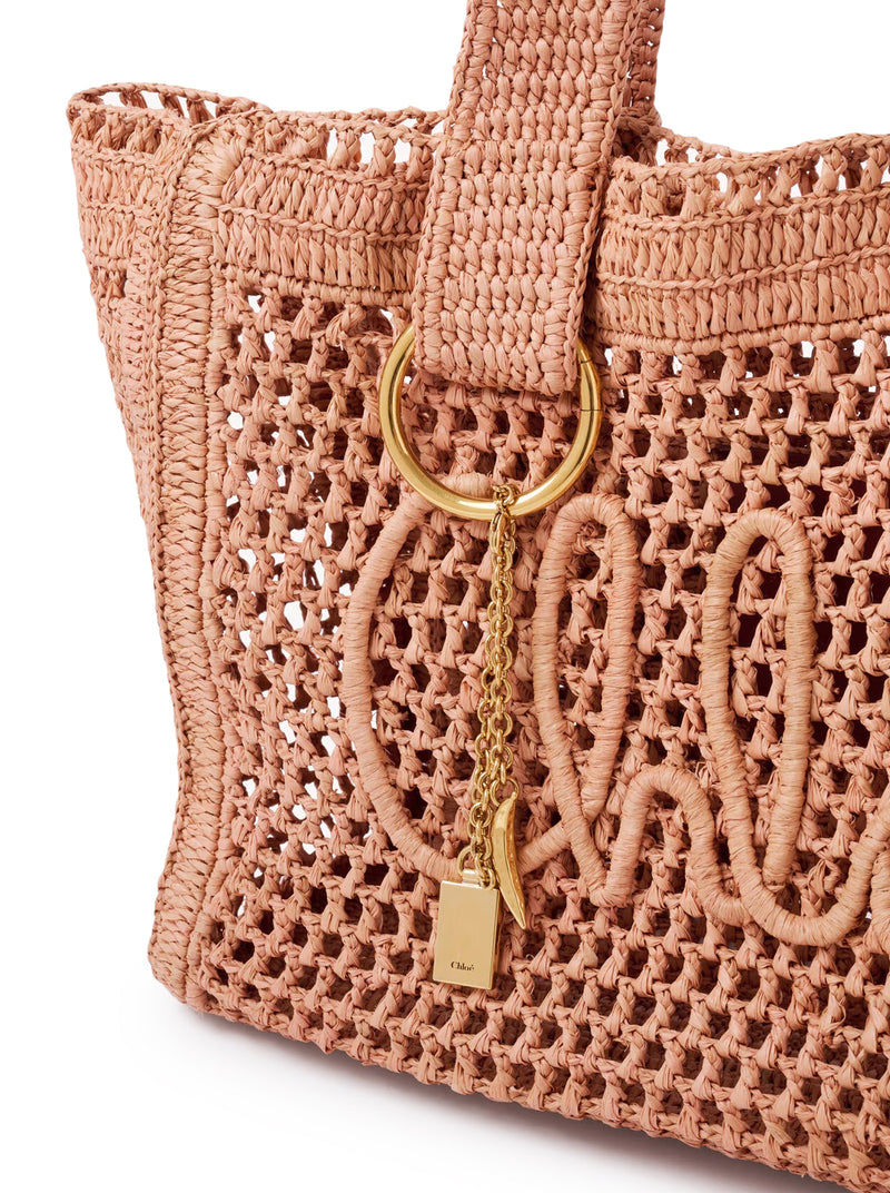 EAST-WEST SUMMER BANANA TOTE BAG IN RAFFIA