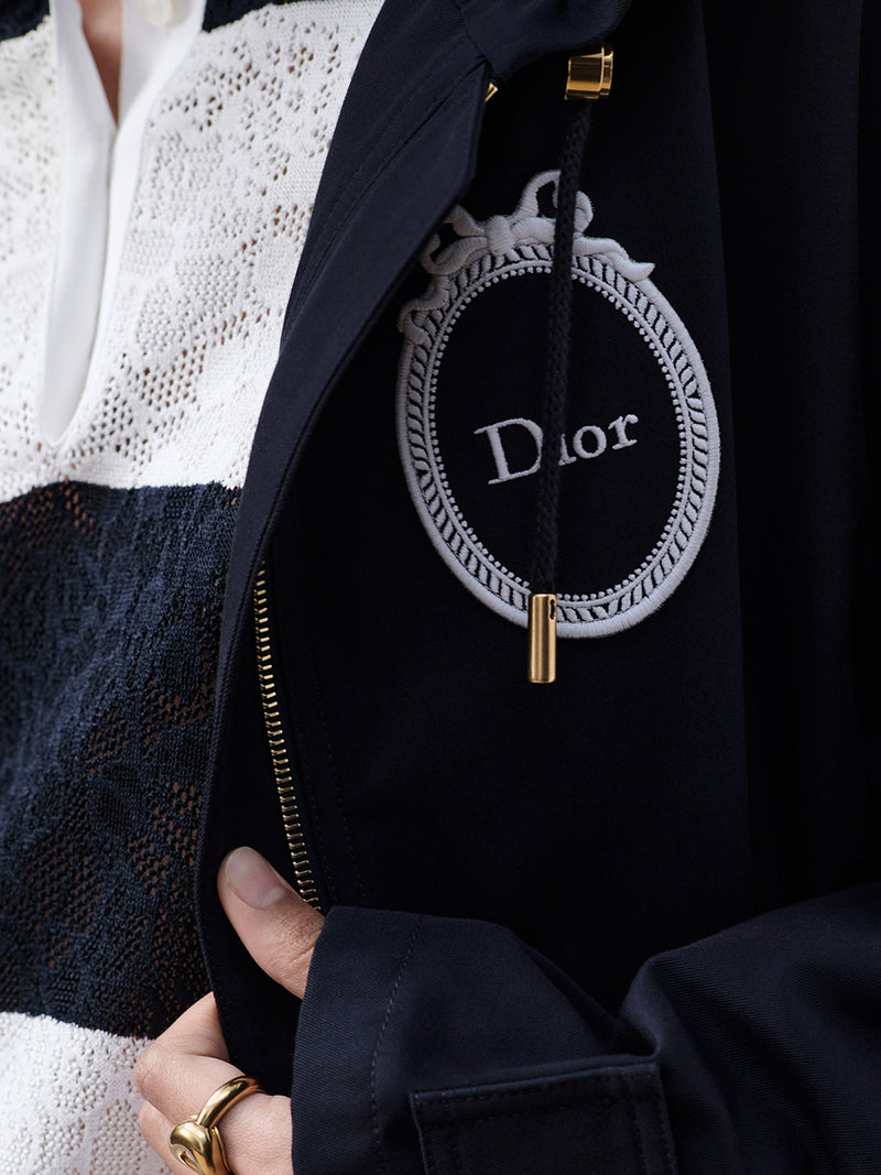 EMBROIDERED MEDALIST ANORAK IN COTTON AND SILK GABARDINE