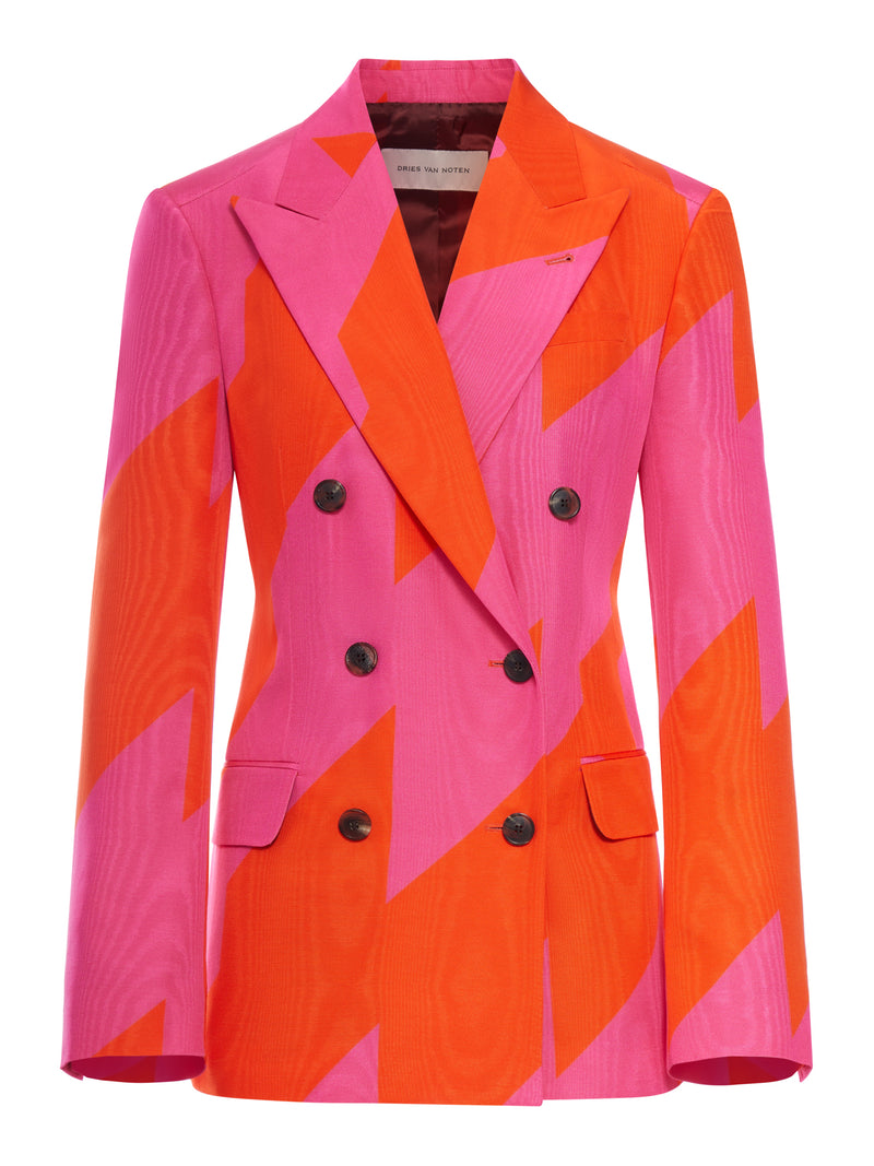 DOUBLE-BREASTED JACKET WITH GRAPHIC PRINT