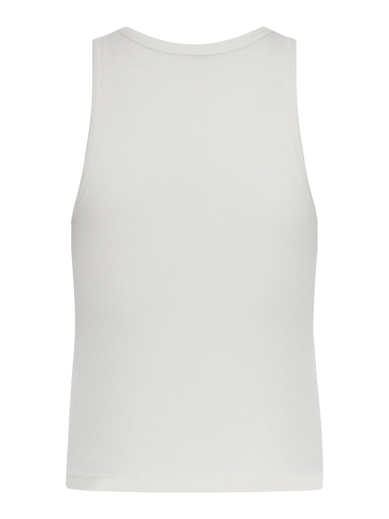 SLEEVELESS TOP IN RIBBED JERSEY WITH TRIOMPHE EMBROIDERY