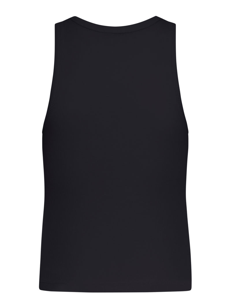 SLEEVELESS TOP IN RIBBED JERSEY WITH TRIOMPHE EMBROIDERY