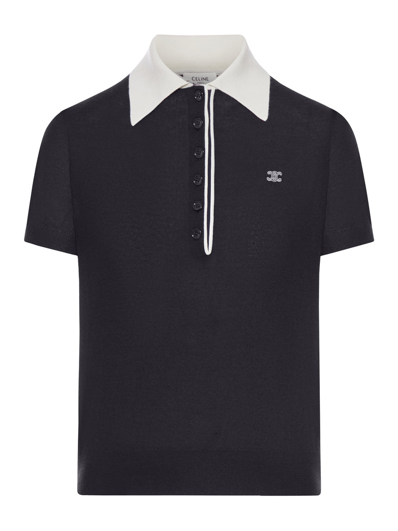 POLO-STYLE SWEATER IN THIN CASHMERE AND SILK