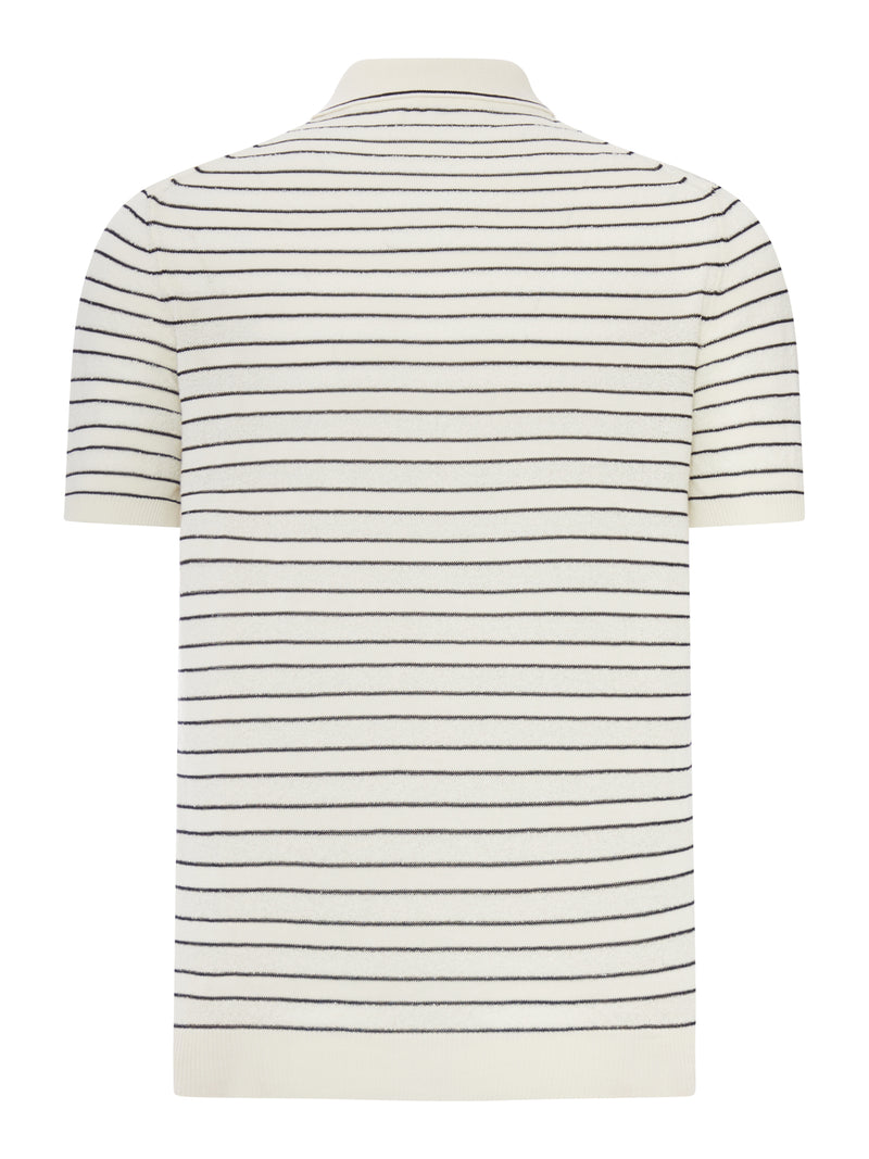 FINE COTTON KNITTED POLO SHIRT WITH STRIPES
