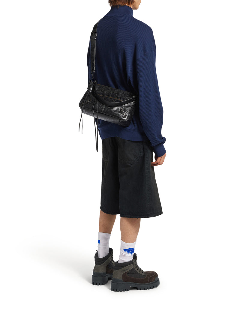 THE CITY SMALL MOTORCYCLE IN BLACK ARENA LAMBSKIN