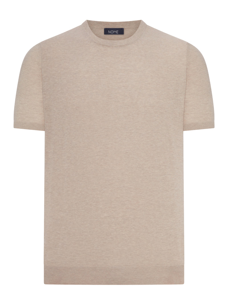 CREW NECK T-SHIRT IN MELANGE-EFFECT COTTON KNITTED