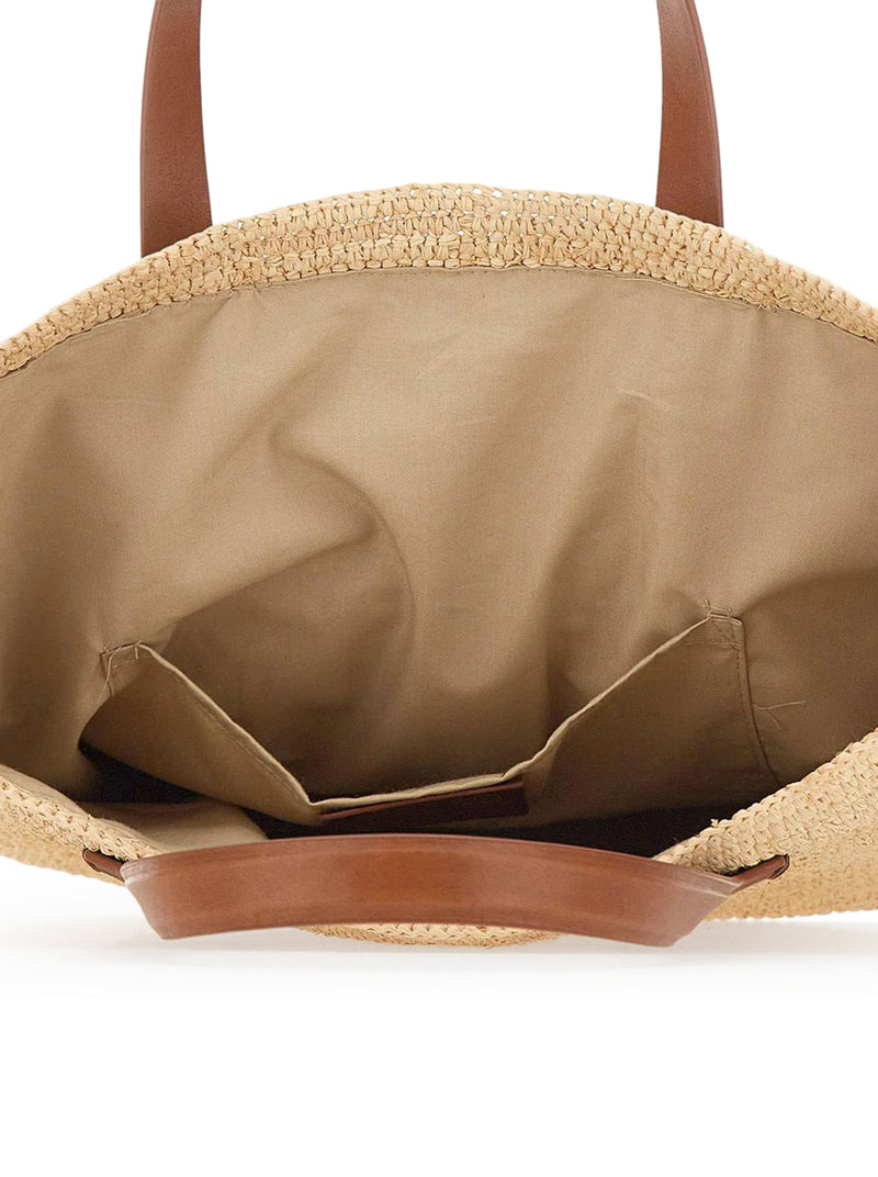 SACHA RAFFIA HANDBAG WITH LEATHER INSERTS