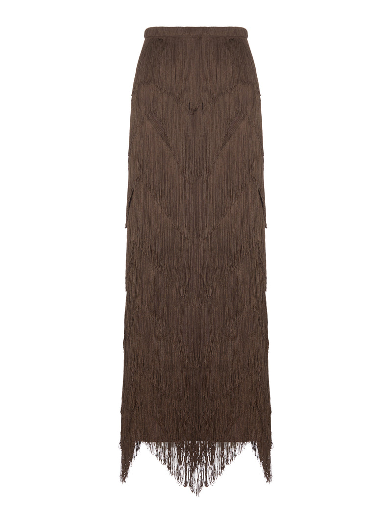 DARA LONG SKIRT WITH FRINGES