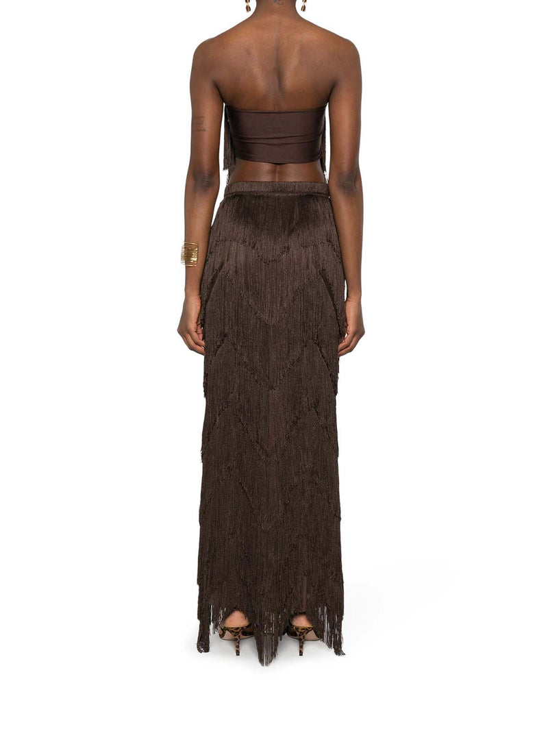 DARA LONG SKIRT WITH FRINGES