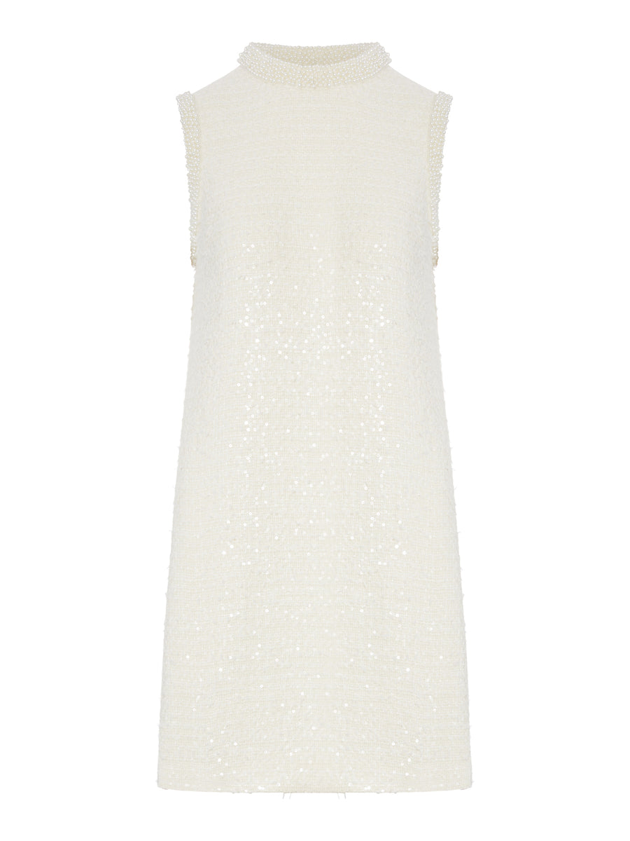 BOUCLE MINI DRESS WITH BEADS