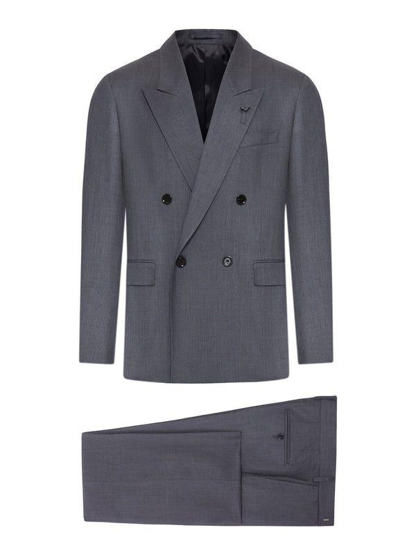 TAILORED DOUBLE-BREASTED SUIT IN WOOL AND SILK BLEND