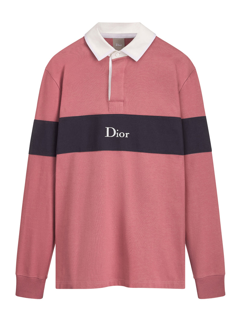 PURPLE PINK COTTON JERSEY LONG-SLEEVED POLO SHIRT