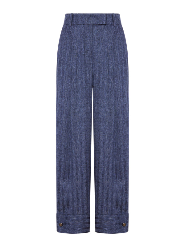 PRINTED SILK TROUSERS WITH PLEATS