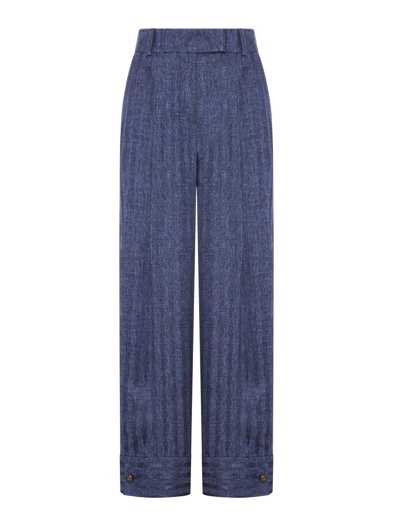 PRINTED SILK TROUSERS WITH PLEATS