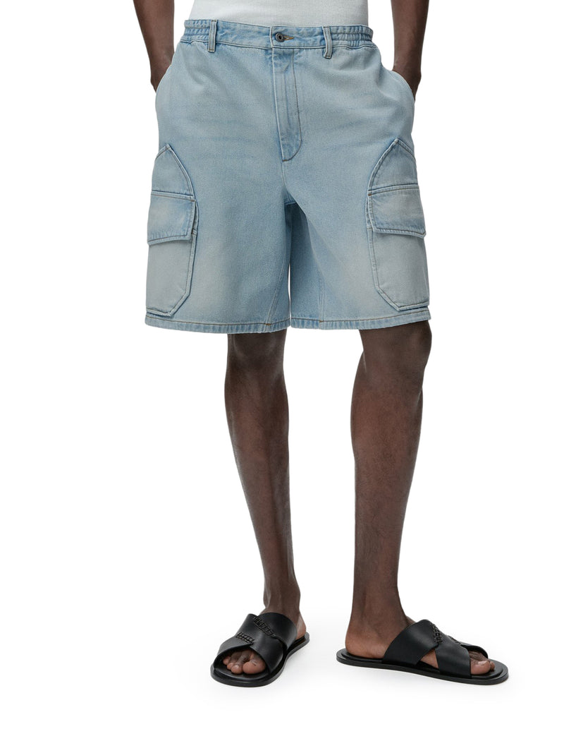 MIDWEIGHT WASHED COTTON DENIM SHORTS