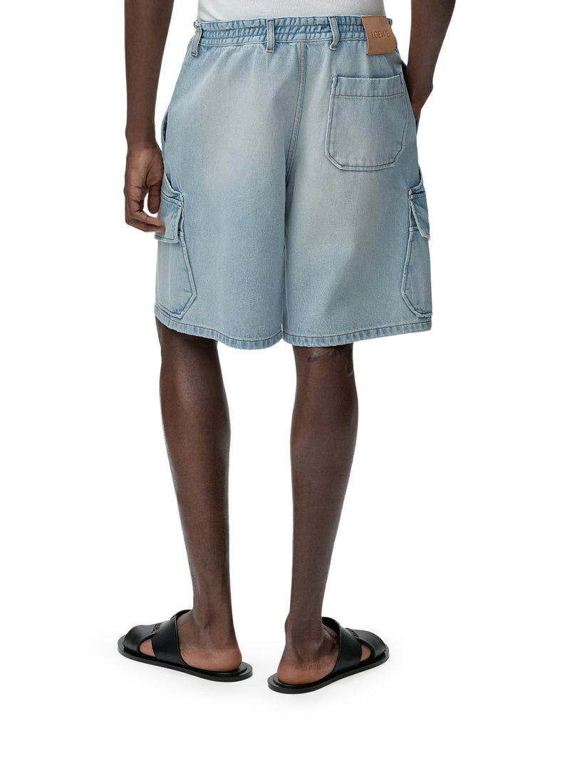 MIDWEIGHT WASHED COTTON DENIM SHORTS