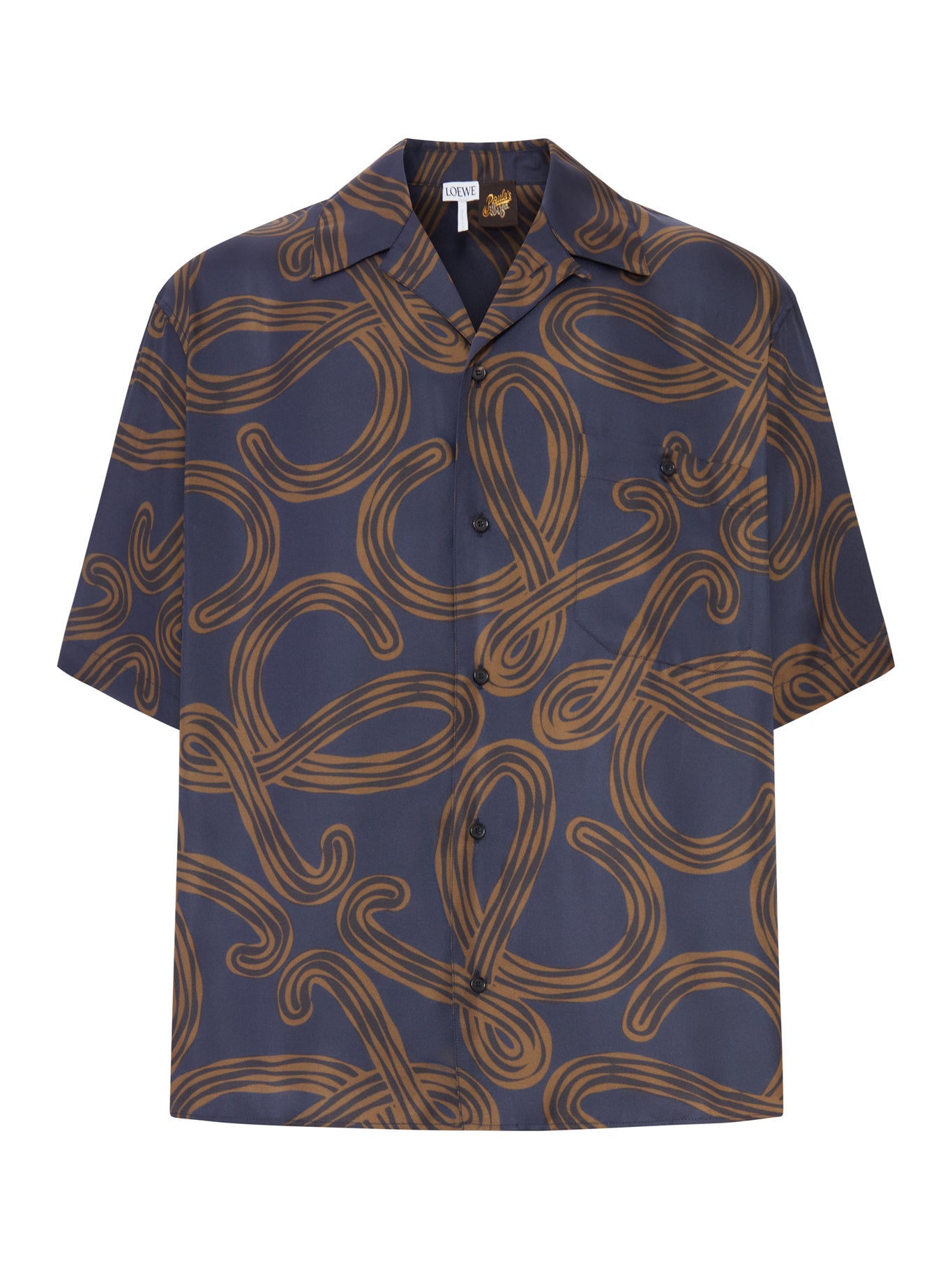 SHORT-SLEEVED SILK TWILL SHIRT WITH ALL-OVER ANAGRAM PRINT