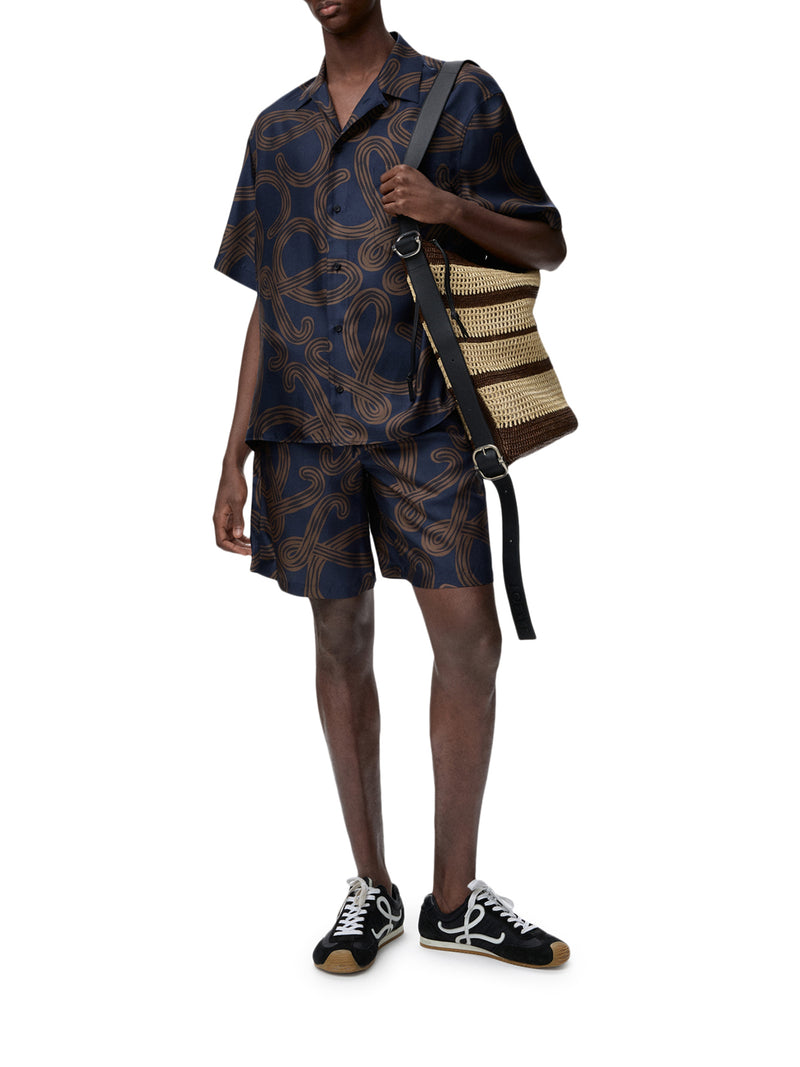 SILK TWILL SHORTS WITH ALL-OVER ANAGRAM PRINT