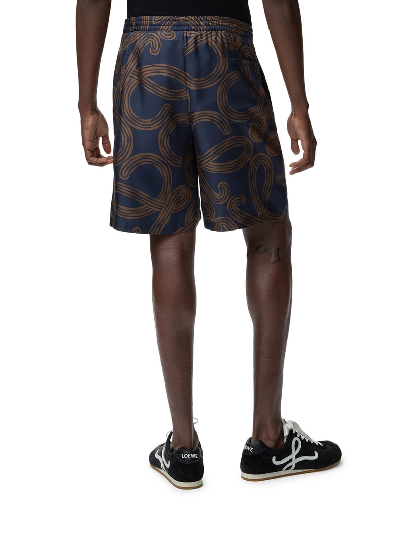 SILK TWILL SHORTS WITH ALL-OVER ANAGRAM PRINT