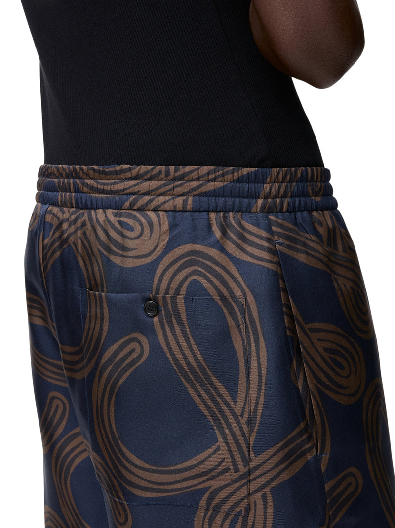 SILK TWILL SHORTS WITH ALL-OVER ANAGRAM PRINT