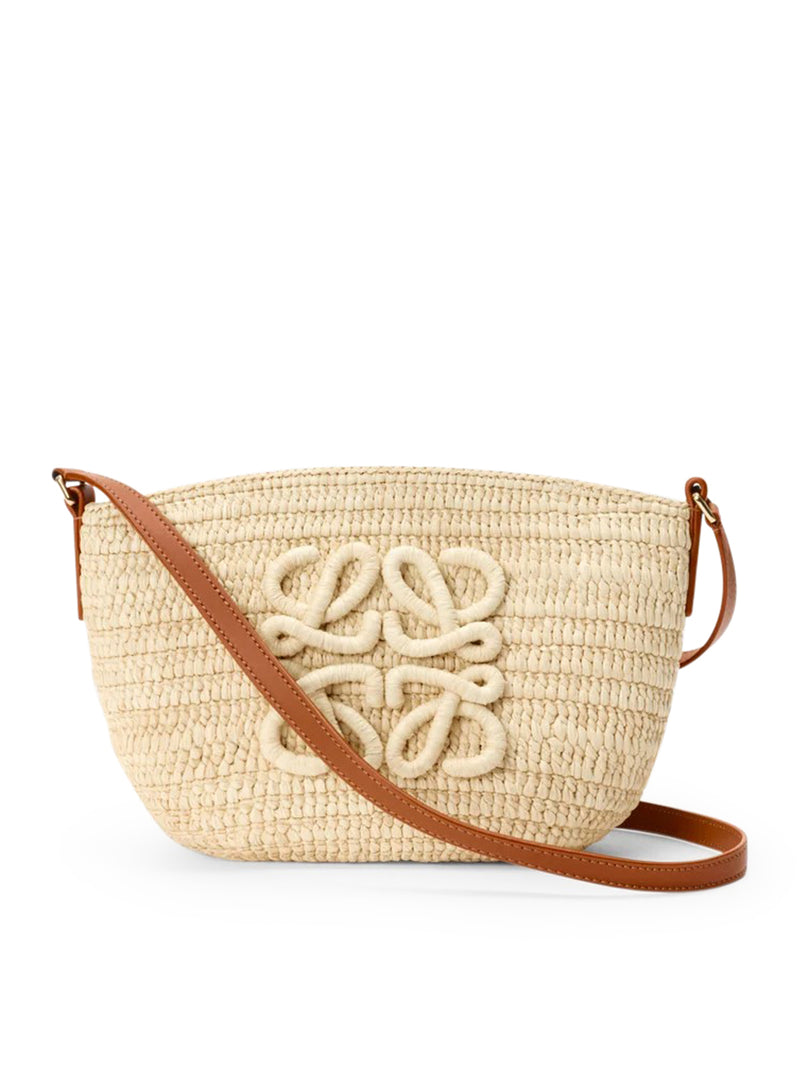 ECLIPSE CLUTCH IN RAFFIA AND CALFSKIN