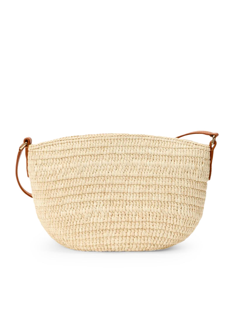 ECLIPSE CLUTCH IN RAFFIA AND CALFSKIN