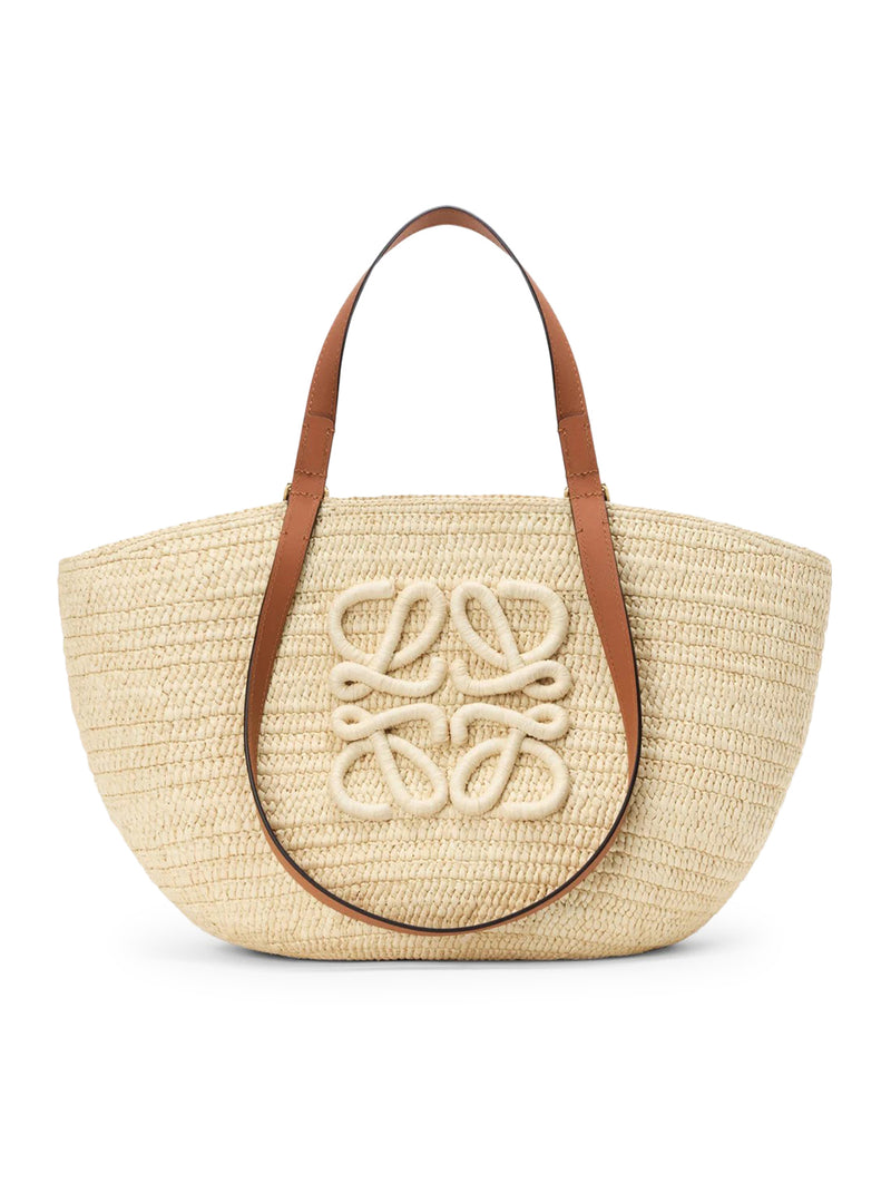 ECLIPSE MEDIUM BASKET BAG IN RAFFIA AND CALFSKIN