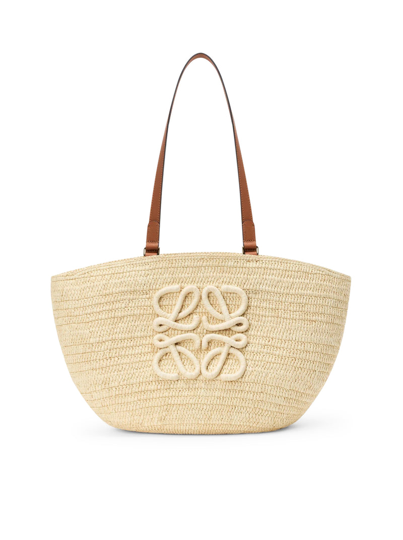 ECLIPSE MEDIUM BASKET BAG IN RAFFIA AND CALFSKIN