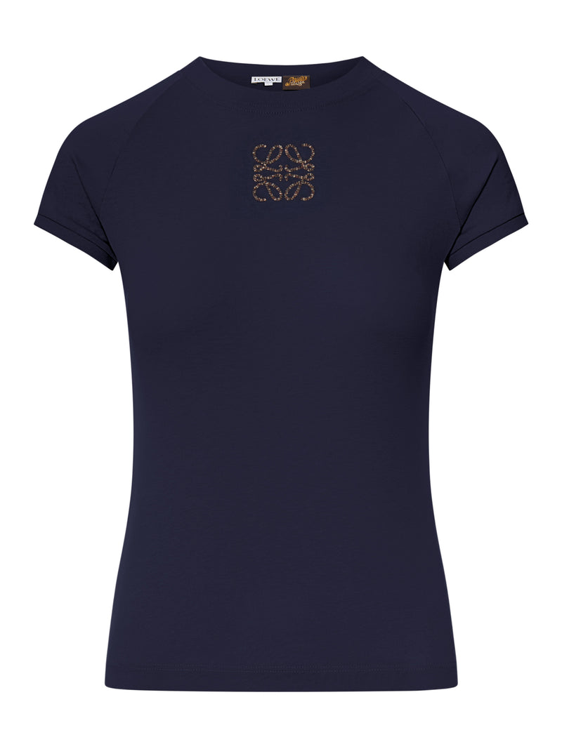 LIGHTWEIGHT COTTON JERSEY T-SHIRT WITH MOSAIC-EFFECT ANAGRAM EMBROIDERY