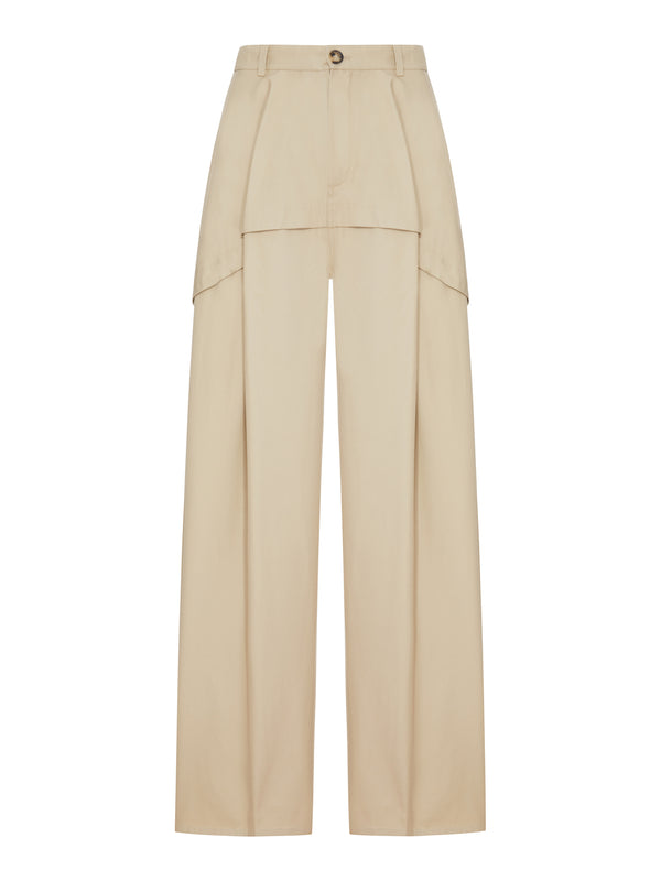 LIGHTWEIGHT COTTON TROUSERS WITH ASYMMETRIC PANEL CONSTRUCTION