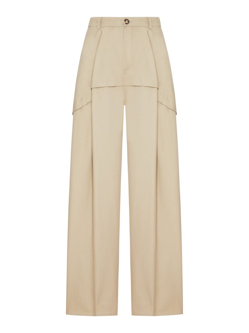 LIGHTWEIGHT COTTON TROUSERS WITH ASYMMETRIC PANEL CONSTRUCTION