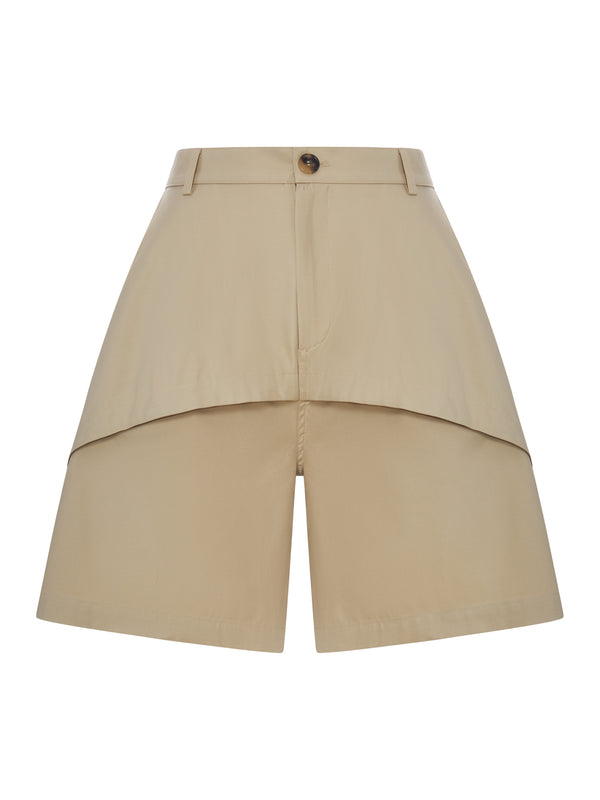 LIGHTWEIGHT COTTON SHORTS WITH ASYMMETRIC PANEL CONSTRUCTION
