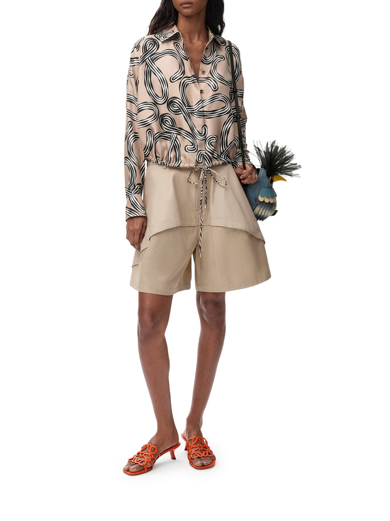 LIGHTWEIGHT COTTON SHORTS WITH ASYMMETRIC PANEL CONSTRUCTION
