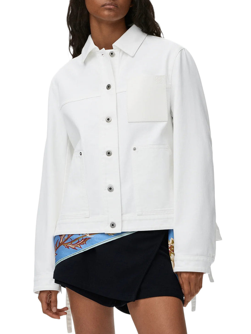 DENIM JACKET WITH APPLIED LEATHER POCKET