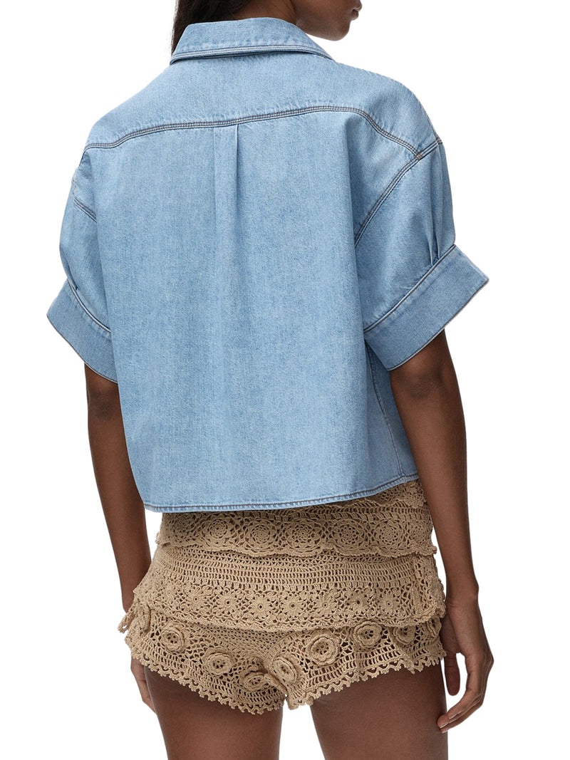 BOXY SHORT-SLEEVED DENIM SHIRT