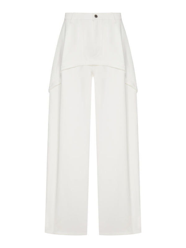 DENIM TROUSERS WITH ASYMMETRIC PANEL CONSTRUCTION