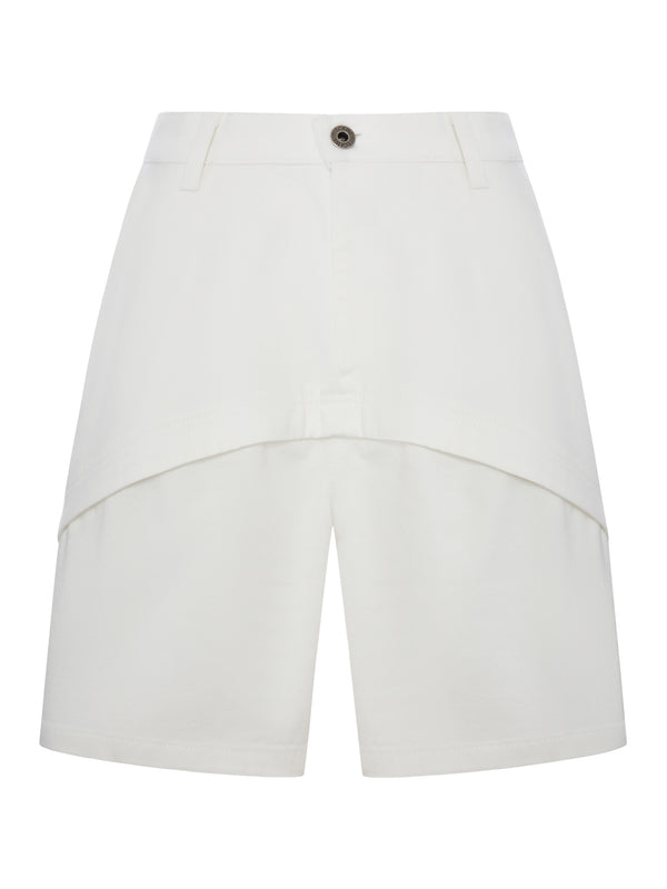 ASYMMETRIC PANELLED DENIM SHORTS