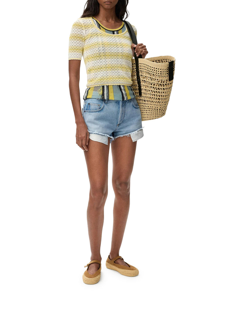 DENIM SHORTS WITH ANAGRAM PATTERN