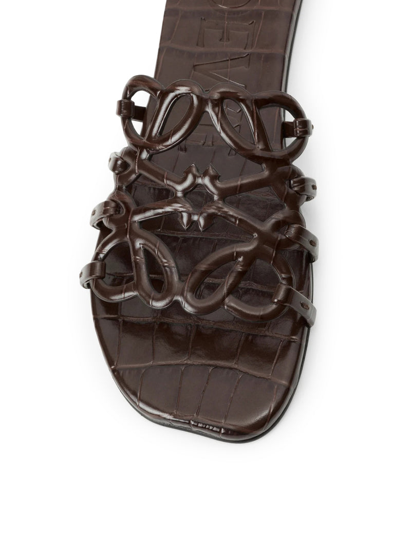 ANAGRAM PETAL SLIDE IN CROCODILE EMBOSSED CALFSKIN