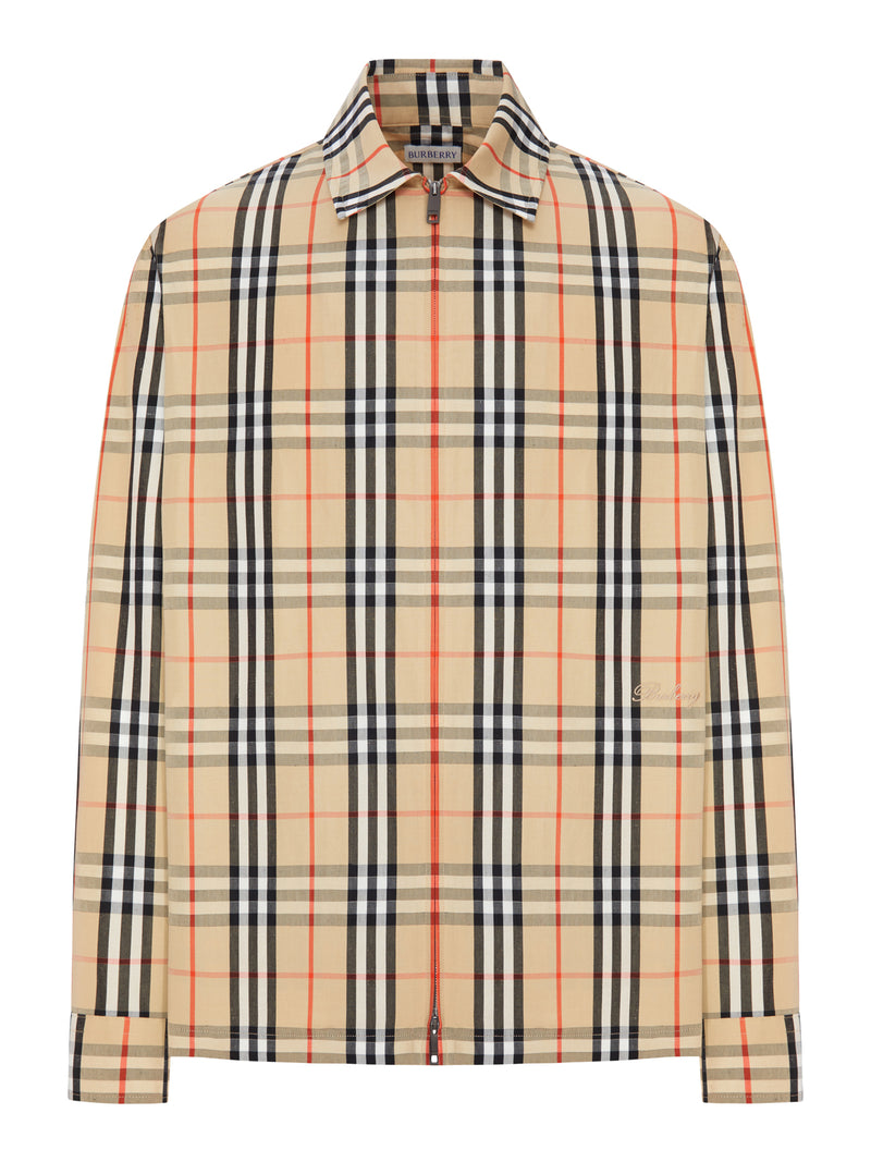 CHECK COTTON AND LINEN OVERSHIRT