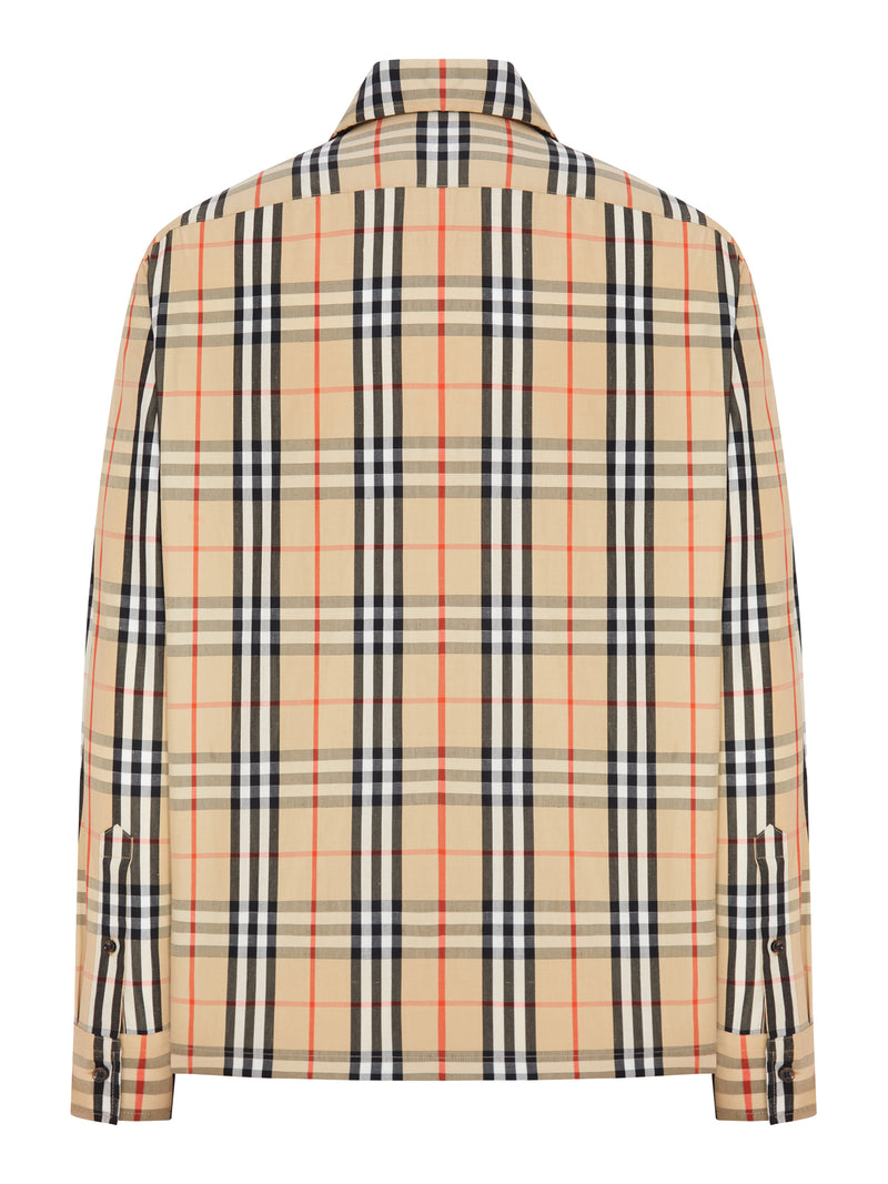 CHECK COTTON AND LINEN OVERSHIRT
