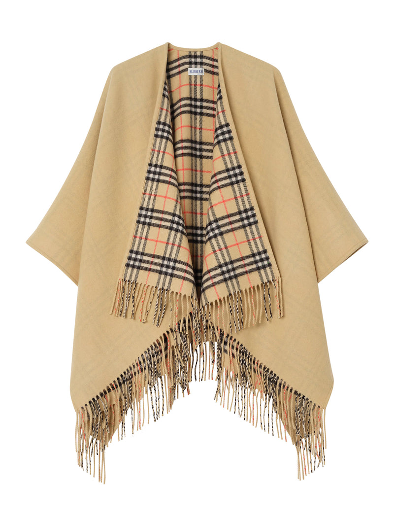 REVERSIBLE CHECK WOOL CAPE